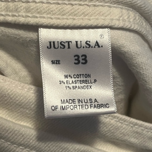 JUST USA Women’s 33 White Stretch Denim Straight Leg Ankle Cropped Jeans Raw Hem - Picture 11 of 13